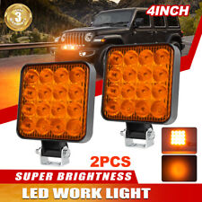 2x 48w 5d 4 Amber Square Led Work Light Flood Fog Lamp 4wd Offroad Boat Yellow
