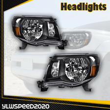 Fit For 05-11 Toyota Tacoma Pair Black Amber Headlights Headlamps Assembly Lhrh
