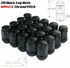 20 Black Lug Nuts 14x1.5 For 2015 Newer Ford Mustang Gt Premium Ecoboost Cobra