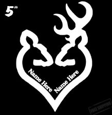 Browning Buck And Doe Love Heart With Names Vinyl Decal Sticker Car Truck Window