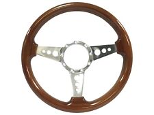 Vsw 14 Inch Walnut Finish Steering Wheel 9 Bolt Pattern 3 Spoke With Holes