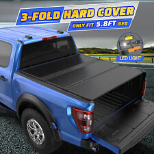 5.75.8ft Hard Tonneau Cover For 2009-2024 Ram 1500 Truck Bed Tri-fold W Lamp