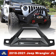 Front Bumper For 2007-2018 Jeep Jk Jeep Wrangler Jl Led Lights Winch Plate Steel