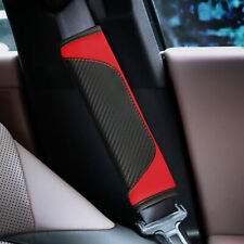 Carbon Fiber Car Seat Belt Pad Cover Protect Cushion Shoulder Guard Blackred