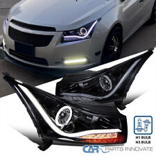 Fits 11-15 Cruze Halo Glossy Black Projector Headlightssignal Lamps Led Drl Bar