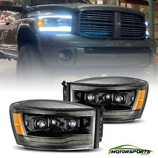 Fit 2006-2008 Dodge Ram Led Drlsignal Polished Black Projector Headlights Pair