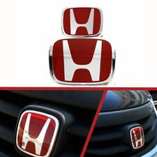 Front Rear 2pcs Red H Grille Emblem Fit For 2006-2015 Honda Civic Sedan 4door