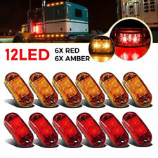 12pcs Side Marker Lights 2.5 Led Truck Trailer Oval Clearance Light Amber Red