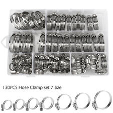 130101pcs Adjustable Hose Clamps Worm Gear Stainless Steel Clamp Assortment Set