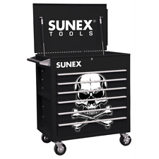 Sunex 6 Full-drawer Professional Cart Black Wwhite Skull