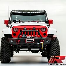 Razer Auto 07-18 Jeep Wrangler Jk Stubby Hd Front Bumperwinch Plated-ring