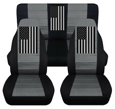 Frontrear Car Seat Covers Blk-charcoal Wus Flag Fits Wrangler Yj Tj Lj