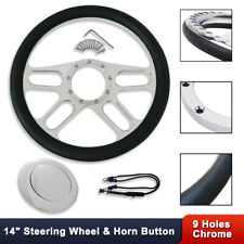 Chrome 14 Half Wrap 9 Holes New Age Style Steering Wheel Smooth Horn Button