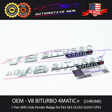 Oem V8 Biturbo 4matic Plus Amg Fender Emblem Chrome Mercedes Glc63 E63 S63 Gt63