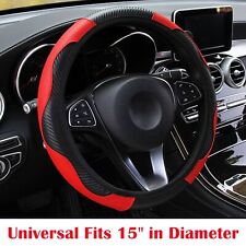 Universal 1538cm Leather Car Steering Wheel Cover Anti-slip Accessories Black
