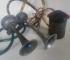 Vtg Dual Trumpet Sears Allstate Electric Air Horn Stebel 12v Hot Rat Rod Works