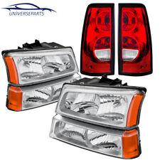 6pcs Headlights Tail Lights Assembly For 2003-06 Chevy Silverado 1500 2500 Hd