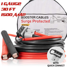 Booster Jumper Cables Heavy Duty 1 Gauge 1500 Amp 30 Ft With Quick Connect Plugs