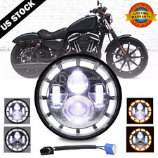 7 Inch Led Headlight Drl Angel Eyes For Harley-davidson Honda Yamaha Motorcycle