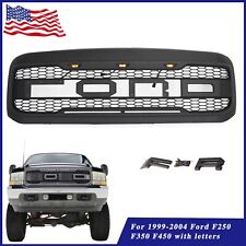 For 1999-2004 Ford F250 F350 F450 Front Grill Bumper Grille Super Duty Wlights