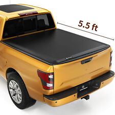 5.5ft Tonneau Cover Soft Tri-fold Truck Bed Fit For 2017-2024 Nissan Titan