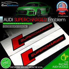 2x For Audi Gloss Black Supercharged Badge 3d Emblem Side Fender A4 A5 A6 A8 Oem