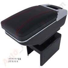 Black Universal Leather Center Console Armrest Central Container Storage Box