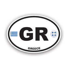 Greece Oval Sticker Decal - Weatherproof - Greek Flag Country Code Euro Gr V2