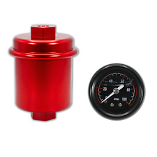 Racing Red Hi Flow Fuel Filter 0-100 Gauge Kit For 96-00 Honda Civic D16