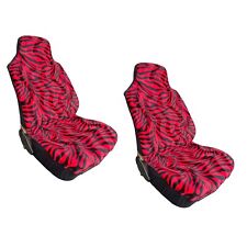 Universal Animal Print Red Zebra High Back Seat Covers Pair For Cars Trucks Suv