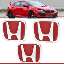 For Honda Civic Sedan 4dr 2006-2015 Red Jdm H Front Rear Steering Emblem Grille