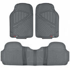 Motor Trend Flextough 3pc Rubber Floor Mats - Thick Heavy Duty All Weather Gray