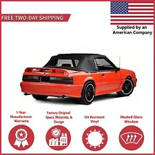 1983-90 Ford Mustang Convertible Soft Top W Dot Approved Glass Window Black