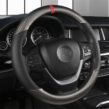 15 Car Steering Wheel Cover Carbon Fiber Perforated Leather Universal Interior