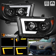 Black Fits 2007-2013 Tundra 08-17 Sequoia Led Sequential Projector Headlights