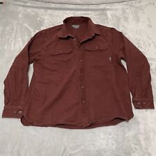 Eddie Bauer Shirt Mens Medium Red Burgundy Double Brushed Chamois Button Up