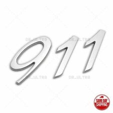 Silver Look 911 Logo Letters Rear Bumper Badge Liftgate Emblem Deck Lid