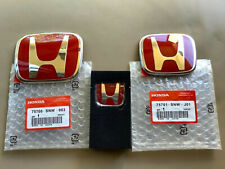 3pcs Front Rear Steering Red H Emblem Grille For Honda Civic Sedan 4dr 06-15 Jdm