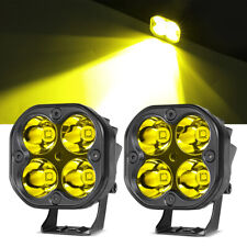 2x 80w 3inch Amber Led Cube Pods Work Lights Offroad Driving Fog Lamp Spot Flood