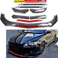 For Mitsubishi Lancer Front Bumper Lip Splitter Spoilerstrut Rods Carbonfiber