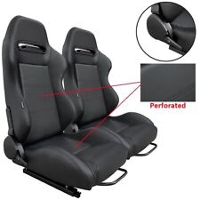 2 X Tanaka Perforated Pvc Leather Racing Seats Reclinable Sliders For Ford A