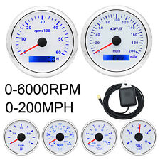 6 Gauge Set 85mm Gps Speedometer 0-200mph Wtacho52mm Fuel Oil Press Temp Volt