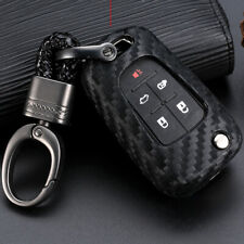 Carbon Fiber Style Silicone Keychain Key Fob Cover Case For Chevrolet Buick Gmc