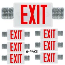 Led Exit Sign Emergency Light Combo Adjustable Heads Ul Listed Red With Battery