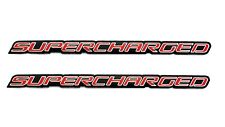 2 X Universal Red Supercharged Aluminum Adhesive Sticker Decal Emblem Badge