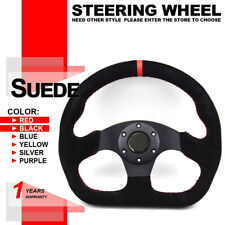 320mm Blackred Flat Suede Leather Universal Sports Racing Drift Steering Wheel