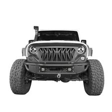 Stubby Tubular Front Bumper Wwinch Plate Lights For Jeep Wrangler Jk 07-18