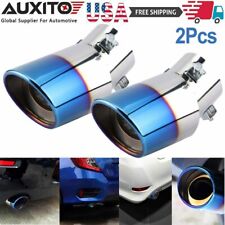 Pack Of 2 Muffler Exhaust Tip Pipe Stainless Steel Chrome Fit 1.75 - 2.5 Inch Us