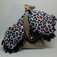Rainbow Cheetah Black Fleece Infant Baby Car Seat Canopy Tentcover Handmade