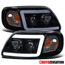 Fit 1997-2003 Ford F-150 Expedition Led Bar Projector Headlights Lamps Smoke
